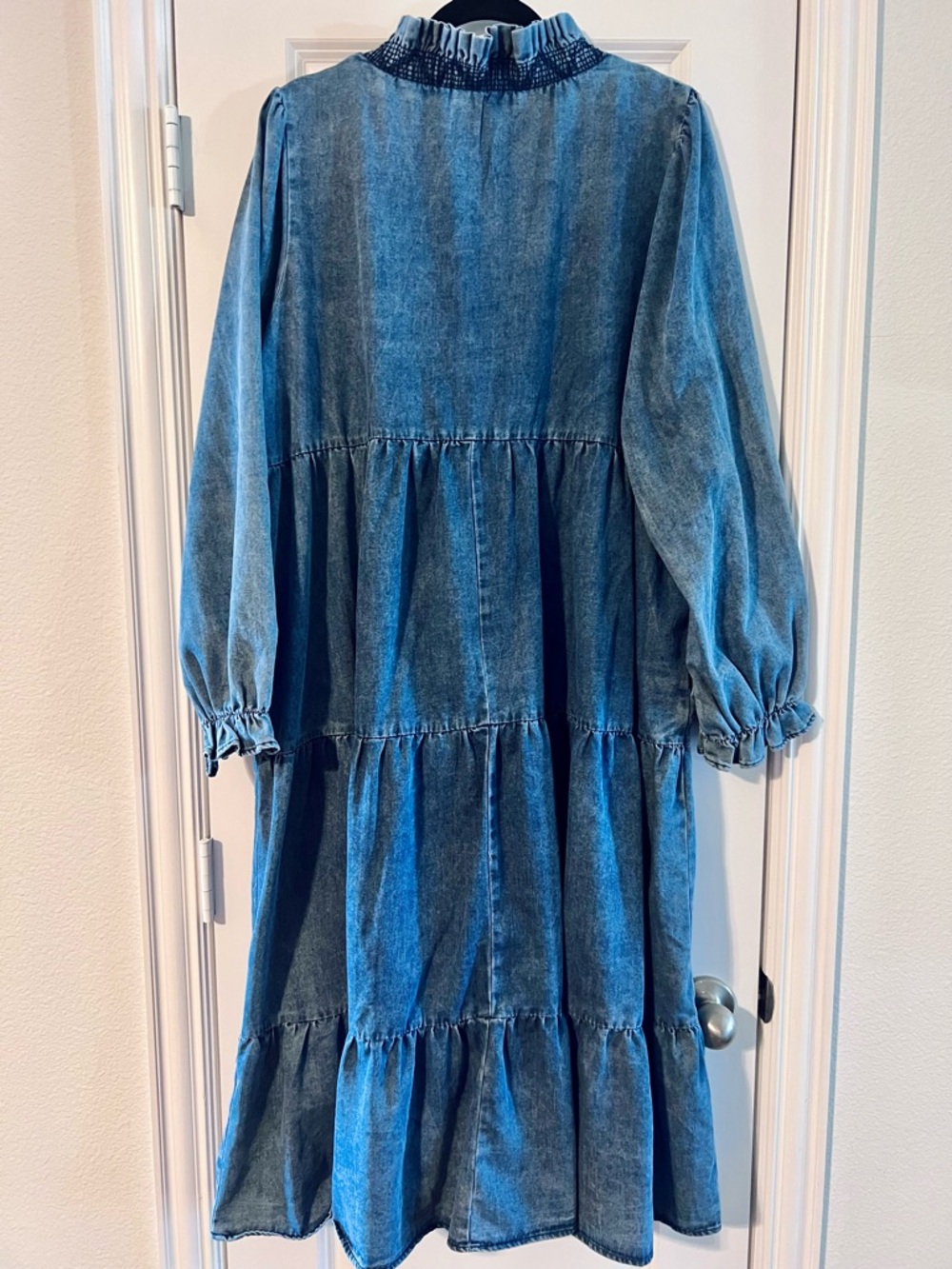 easel Blue Ruffled Denim Midi Dress - Picture 5 of 5